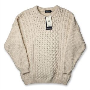 Vintage Mackinnon Scotland Wool Sweater Chunky Aran Cable Knit XL Fisherman NEW